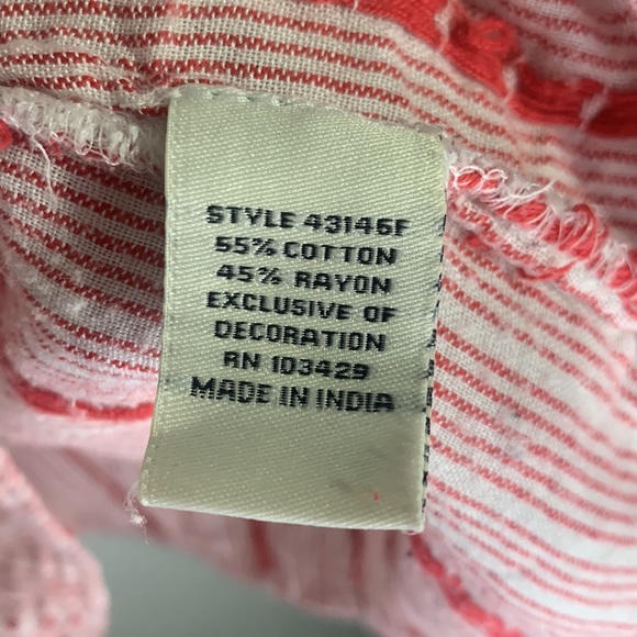 Caffe Marrahesh Red and White Short Sleeve Blouse Size Medium - Picture 12 of 16